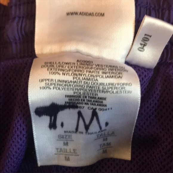Adidas Team Issue Purple/White Nylon Track Pants M - Picture 3 of 5